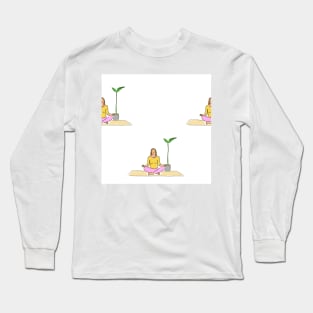 Background illustration, decorative design pattern, yoga, meditation, meditating, sports, recreation Long Sleeve T-Shirt